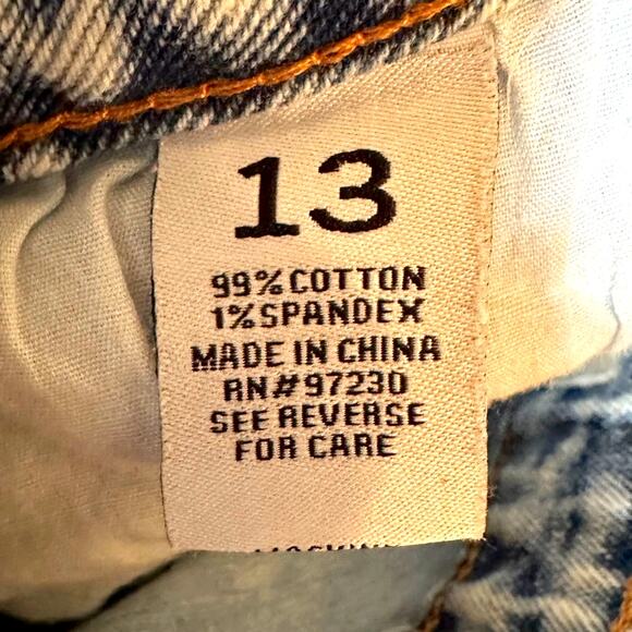 Almost Famous High Rise Distressed 90s Wide Leg Jeans 13 Jr / 14 Womens - Picture 13 of 13